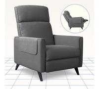 FLEXISPOT Fauteuil de relaxation Fauteuil TV avec fonction chaise longue, idéal pour les petits appartements, fauteuil TV réglable, fauteuil de relaxation, fauteuil rembourré (gris)