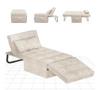 FLEXISPOT Fauteuil-lit Convertible 3 en 1 avec Dossier Inclinable, Coussin et Sac de Rangement, Chaise Longue 1 Place, Charge 300 kg, Beige, 72x69x35cm