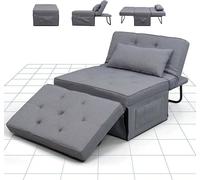 FLEXISPOT Fauteuil Relax 91x69x35cm Lit Convertible, Chaise Longue 3 en 1, Fauteuil Extensible, Capacité de Charge 300 kg, Gris