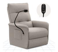FlexiSpot Fauteuil Relax Électrique, Dossier Et Repose-Pieds Réglables, Poche Latérale, Support Smartphone, Pour Salon, Gris Claire