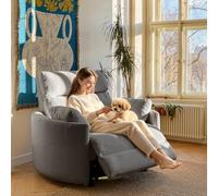FLEXISPOT Fauteuil Relax Électrique Mochi Pro Zero-Wall XXL 1,5 Place, Assise Large 90 cm, Fauteuil TV pour Grandes Tailles, Home Cinéma, Protection Anti-Pincement, USB/Type-C, Chenille Gris