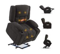 FLEXISPOT Fauteuil Relax Électrique Releveur, Massage 8 Points et Chauffant, Inclinable 105-165°, Aide au Lever, Confort Ergonomique, USB&Type-C,Porte-gobelets,Idéal Salon et Personnes Âgées,Gris XL6