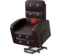 FLEXISPOT Fauteuil relax, Fauteuil de massage, Fauteuil releveur, Fauteuil-lit, Fauteuil TV électrique avec fonction releveur, fonction chauffage pour personnes âgées (Marron)