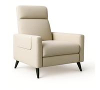 FLEXISPOT Fauteuil Relax, Pushback, Fauteuil TV Inclinable avec Dossier Réglable Jusqu'à 155°, Chaise de Couchage Manuellement avec Repose-Pieds dans Le Salon, Chambre, Beige