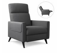 FLEXISPOT Fauteuil Relax, Pushback, Fauteuil TV Inclinable avec Dossier Réglable Jusqu'à 155°, Chaise de Couchage Manuellement avec Repose-Pieds dans Le Salon, Chambre, Gris