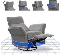 FlexiSpot Fauteuil Relaxant Électrique - Inclinable, Pivotant, Bascule, Appuie-Tête 3D, Accoudoirs & Dossier Réglables - Gris