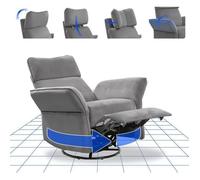 FlexiSpot Fauteuil Relaxant Électrique XR8 Cradle, Inclinable, Pivotant, Appuie-Tête 3D, Accoudoirs,Dossier Réglables, Gris