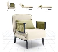 FLEXISPOT Fauteuil Relaxant, Lit Convertible Dossier, Fauteuil de Couchage Extensible avec Fonction Lit, Chaise Longue 3 en 1 (Blanc, 76 * 65 * 51 CM)