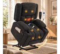 FLEXISPOT Fauteuil Releveur Électrique, Massage 8 Points et Chauffant, USB | Fauteuil relax électrique, aide au lever, inclinaison 105-165°, charge 200 kg, porte-gobelets, USB-C, garantie 3 ans