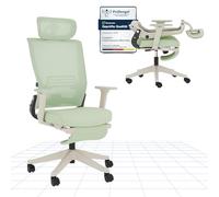 FLEXISPOT Foldex Chaise Bureau Pliante, Chaise Ergonomique avec Support Lombaire, Accoudoirs Réglables en Hauteur, Appui-Tête 2D, Chaises de Bureau avec Repose-Pieds pour Travailler à la Maison, Vert