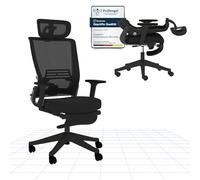 FLEXISPOT Foldex Chaise Bureau Pliante, Chaise Ergonomique avec Support Lombaire, Accoudoirs Réglables en Hauteur, Appui-Tête 2D, Chaises de Bureau avec Repose-Pieds pour Travailler à la Maison, Noir