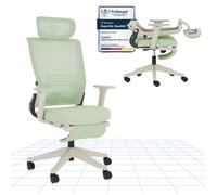 FLEXISPOT Foldex Chaise de Bureau Ergonomique, Chaise Pliante avec Support Lombaire, Appui-Tête 2D, Chaises avec Repose-Pieds, Vert