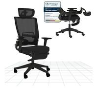 FLEXISPOT Foldex Chaise de Bureau Ergonomique, Chaise Pliante avec Support Lombaire, Appui-Tête 2D, Chaises avec Repose-Pieds, Noir