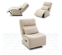 FlexiSpot HomeEase Fauteuil Relax, 3 Fonction de Reclinable, Fauteuil TV à Bascule, Tissu Velours, Coussin & Poche Latérale, Beige