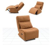 FlexiSpot HomeEase Fauteuil Relax, 3 Fonction de Reclinable, Fauteuil TV à Bascule, Tissu Velours, Coussin & Poche Latérale, Orange