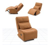 FLEXISPOT Fauteuil Relax avec 3-Fach Fonction de Reclinage, Fauteuil TV à Bascule avec Tissu Velours Résistant à l'eau, Coussin & Poche Latérale, Idéal pour la Famille & Détente, Orange Brun