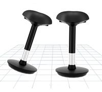 FLEXISPOT Lot de 2 tabourets Wobble - Tabouret de travail ergonomique & assis-debout, réglable en hauteur, pivotant, idéal pour bureau & pupitre (Noir)