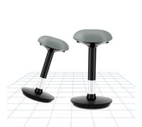 FLEXISPOT Lot de 2 tabourets Wobble - Tabouret de travail ergonomique & assis-debout, réglable en hauteur, pivotant, idéal pour bureau & pupitre (Gris)