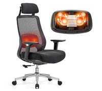 FLEXISPOT MasterEase Chaise Bureau, Chaise de Bureau Ergonomique à Dossier Haut avec Accoudoirs 3D, Soutien Lombaire 2D avec Fonction Chauffante et Massage, Dossier Réglable en 4 Positions, Noir