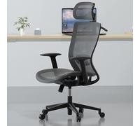 FLEXISPOT OC3 AIR Chaise de Bureau Ergonomique en Maille, Fauteuil de Bureau Pivotant Réglable en Hauteur, avec Appui-tête, Appui Lombaire, Roue à aubes, Siège en Maille, Lame de Couteau, Gris