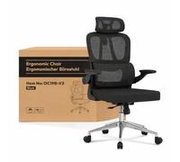 FLEXISPOT OC3 Lite Chaise Bureau, Chaise Ergonomique en Maille Pivotante Réglable en Hauteur ave Accoudoirs 2D et Soutien Lombaire Indépendant en C, Maille Respirante, Noir