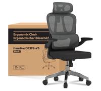 FLEXISPOT OC3 Lite Chaise Bureau, Chaise Ergonomique en Maille Pivotante Réglable en Hauteur ave Accoudoirs 2D et Soutien Lombaire Indépendant en C, Maille Respirante, Noir