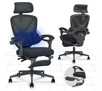 FLEXISPOT OC4 Chaise Bureau, Appui-tête 3D, Chaise Ergonomique en Maille Pivotante Réglable en Hauteur avec Auto-accoudoirs et Soutien Lombaire Indépendant en C, Noir