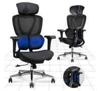 FlexiSpot OC8 Chaise Ergonomique Chaise de Bureau avec Support Lombaire Appui-tête 3D Dossier Inclinable en 3 Positions Noir