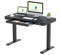 FlexiSpot Q3 Bureau Assis Debout 140x70cm avec Affichage LED Fonction Mémoire et Port USB Table Électrique avec Tiroir Noir