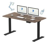 FlexiSpot QB2 Bureau Assis Debout 140 x 70 cm avec 2 Moteurs Puissants, Réglable en Hauteur, avec Fonction Mémoire, Noir + Marron