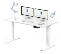 FLEXISPOT QB2 Bureau Assis Debout 140 x 70 cm avec 2 Moteurs Puissants, Réglable en Hauteur, avec Fonction Mémoire, Blanc + Blanc