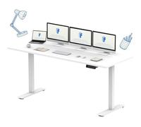 FlexiSpot QB2 Bureau Assis Debout 160 x 70 cm avec 2 Moteurs Puissants, Réglable en Hauteur, avec Fonction Mémoire (Blanc + Blanc)