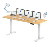 FLEXISPOT Bureau Assis Debout 160 x 70 cm avec 2 Moteurs Puissants, 100kg Charge, Bureau Électrique avec Fonction Mémoire (Blanc + Maple)