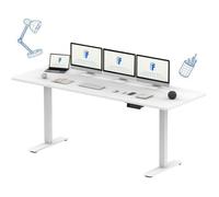 FlexiSpot QB2 Bureau Assis Debout 180 x 80 cm avec 2 Moteurs Puissants, Bureau Électrique avec Fonction Mémoire (Blanc + Blanc)