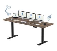 FlexiSpot QB2 Bureau Assis Debout 200 x 80 cm avec 2 Moteurs Puissants, Bureau Électrique avec Fonction Mémoire (Noir + Marron)