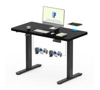 FlexiSpot QB2 Bureau Assis Debout avec Recharge sans Fil, 2 Moteurs Puissants, avec Fonction Mémoire et Anti-Collision,110x54cm,Noir