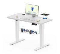 FlexiSpot QB2 Bureau Assis Debout avec Recharge sans Fil,2 Moteurs Puissants, avec Fonction Mémoire et Anti-Collision 110x54cm Blanc