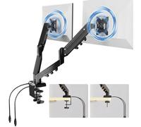 FlexiSpot Support Écran Double 17-32″ avec Port USB,Bras Moniteur VESA 75/100 mm, Inclinaison, Pivot, Extension, Charge 9 kg