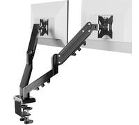 FlexiSpot Support Écran Double 17-32″ - Bras Moniteur VESA 75/100 mm, Réglable en Hauteur, Inclinaison, Pivot, Extension, Fixation à Pince, Charge Max 9 kg