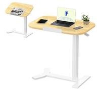 FlexiSpot Table d'appoint H5 - Bureau Réglable en Hauteur avec Plateau Inclinable, Table de Lit Mobile pour Canapé, Maple