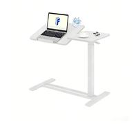 FLEXISPOT Table de Lit Mobile avec 4 Roues Cachées - Bureau Réglable en Hauteur 65-105 cm, Plateau 80x40 cm, Charge 70 kg, Table d’Appoint pour Ordinateur Portable, Chambre, Salon ou Canapé (Blanc)