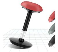 FLEXISPOT BH4R Tabouret Pivotant, Chaise Ergonomique Réglable en Hauteur, Housse Assis Debout Dynamique pour la Santé du Dos, pour Atélier, Maison, Capacité de Charge 136kg, Coussin Rouge+Pied Noir