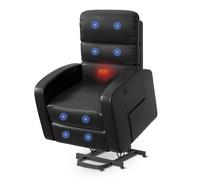 FLEXISPOT XL3 Fauteuil Releveur, Fauteuil de Relaxation Électrique, Fonction de Massage, avec Port de Chargement USB et Cuir de Haute Qualité, Noir