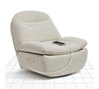 FlexiSpot XR6 Oval Fauteuil Relaxant, Fauteuil Électrique de Couchage avec USB, Canapé Pivotant avec Dossier Réglable, Beige