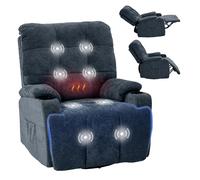 FLEXISPOT XR7 Curve Fauteuil Relax Électrique Pivotant et à Bascule,Fauteuil Allaitement,Massage 8 Points Chauffant,Inclinable 105-165°,USB&Type-C,Idéal Salon et Home Cinéma,Charge 200 kg, Bleu
