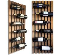 FLEXISTYLE casier à vin en bois porte-bouteilles noir pour le mur montage mural cuisine métal bois 40 cm de large grand (98x40 6 bouteilles)