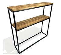 FLEXISTYLE Console en Bois de chêne Industriel LOFT avec 2 étagères 80 x 80 x 20 cm Noir