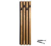 FLEXISTYLE Crochets à vêtements muraux Garde-robe murale Porte-manteau en bois de chêne à lamelles - Noir - Modulaire - Hauteur 98 cm (module B 24 cm)