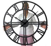 FLEXISTYLE EKO design originale Horloge Murale Geante 80 cm LOFT Grande Noir, sans Bruit de tic-tac, industrielle