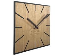 FLEXISTYLE Grande Horloge Murale carrée Moderne en Bois ECO Diamètre 50 cm, Silence, Aspect Bois, chêne, Salon, Chambre à Coucher, fabriqué en UE (Exact)